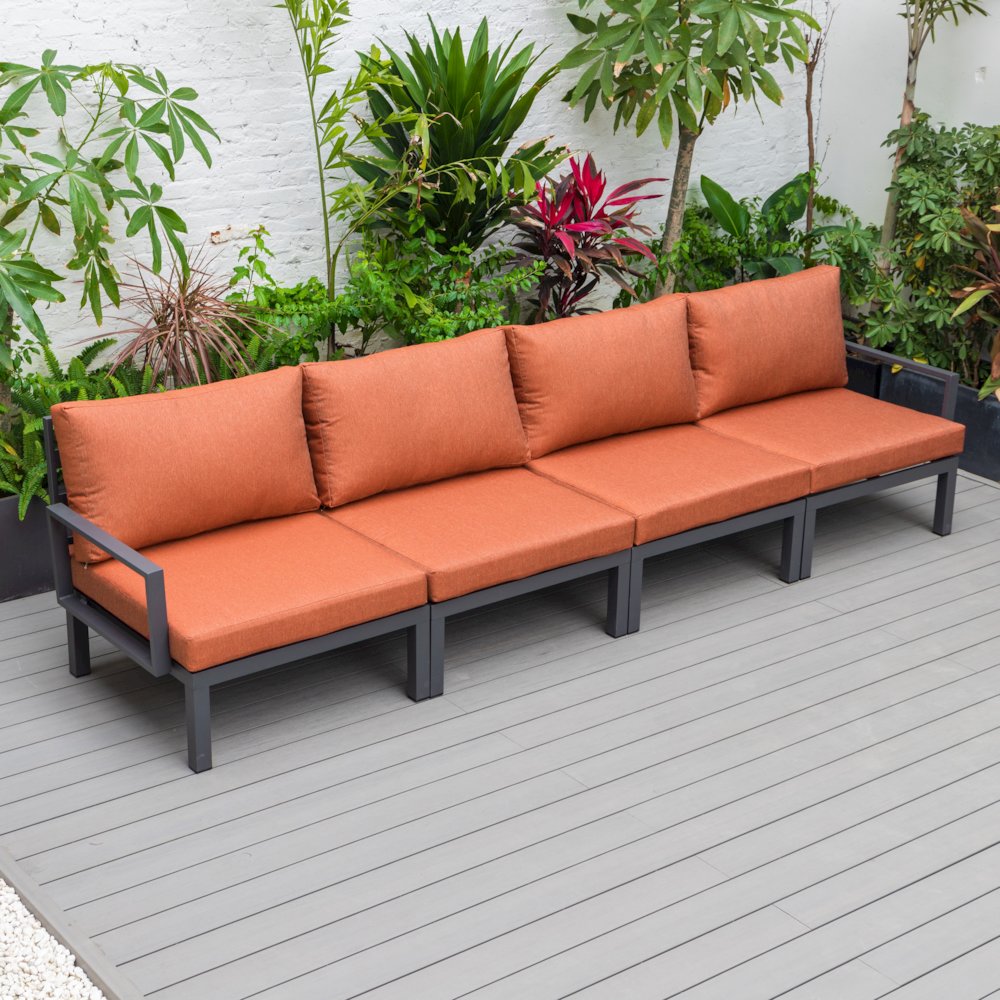 Hamilton Aluminum Patio 4-Seater Sofa With Cushions in Orange
