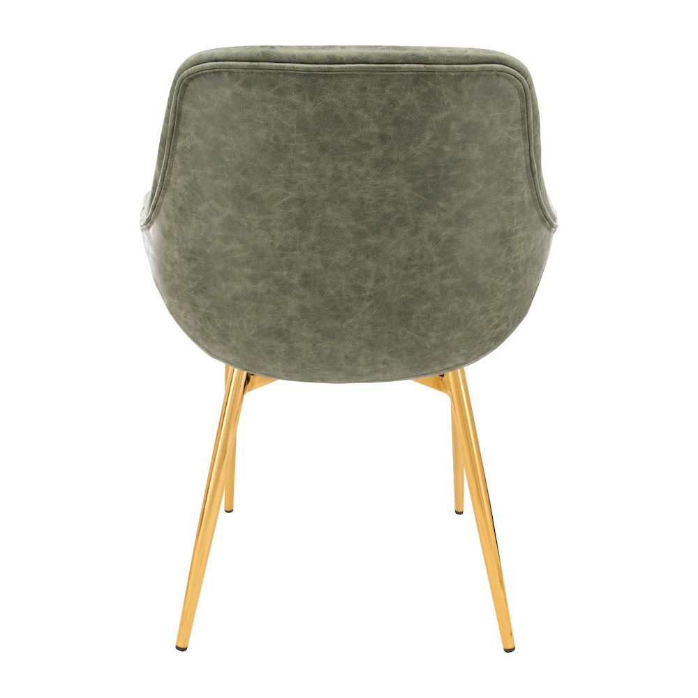 Markley Modern Leather Dining Arm Chair With Gold Metal Legs Set of 2