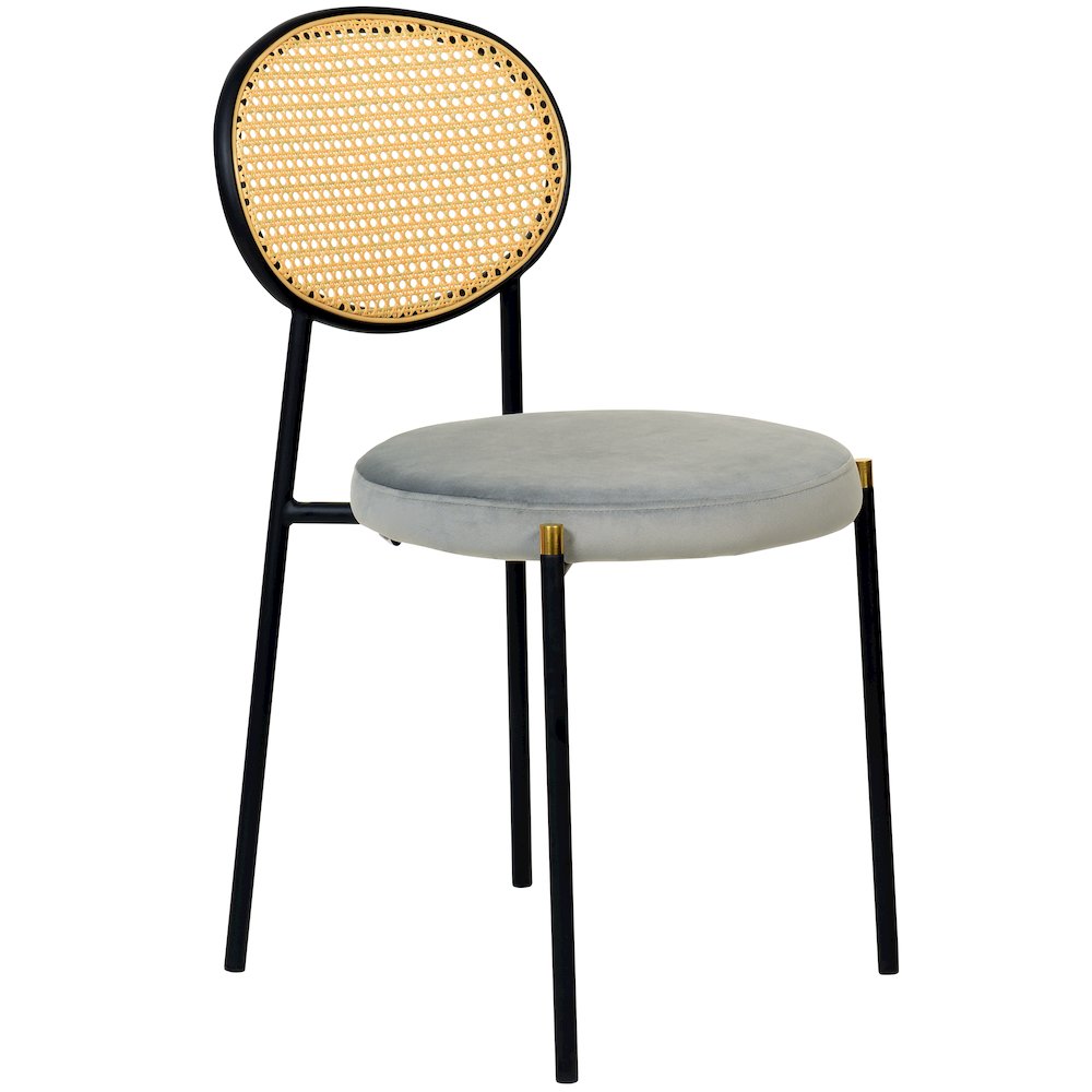 Euston Modern Wicker Dining Chair with Velvet Round Seat