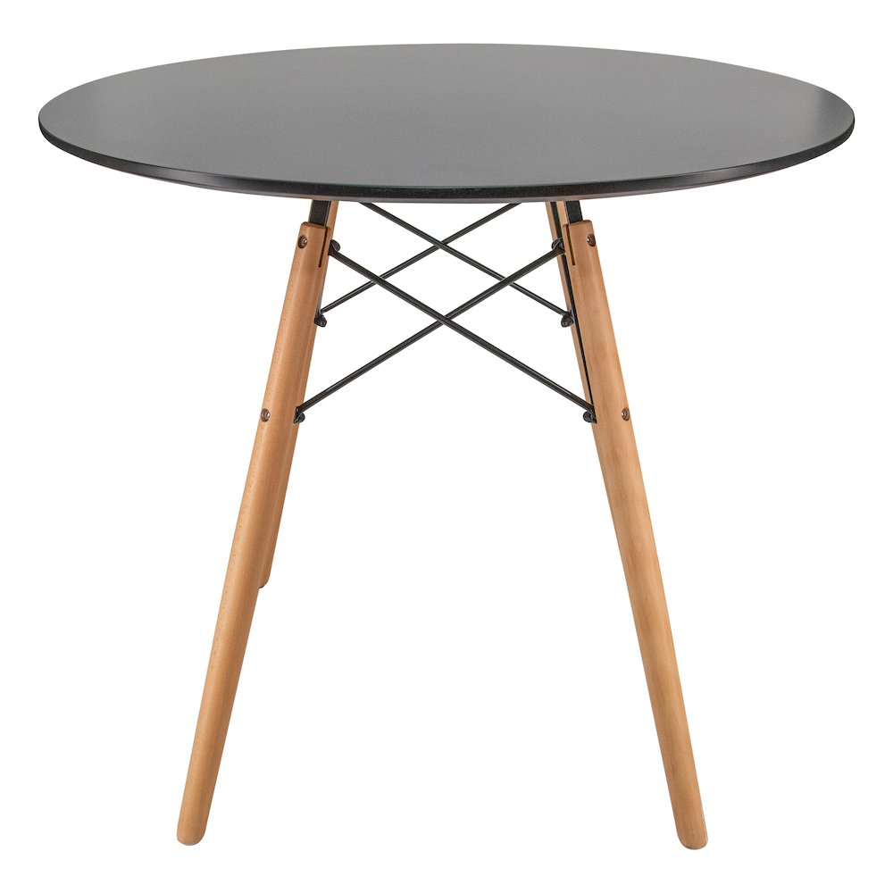Dover 3-Piece Dining Set with Round Black MDF Top Bistro Table in Clear