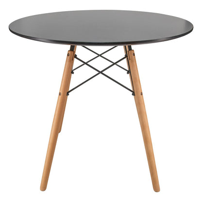 Dover 3-Piece Dining Set with Round Black MDF Top Bistro Table in Clear