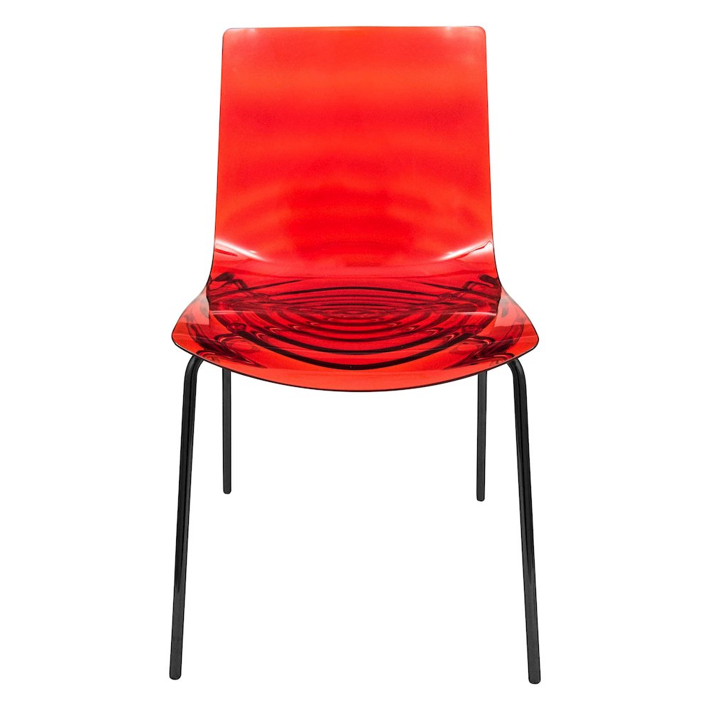 Astor Water Ripple Design Dining Chair in Black Base Trans Red Seat Set of 2