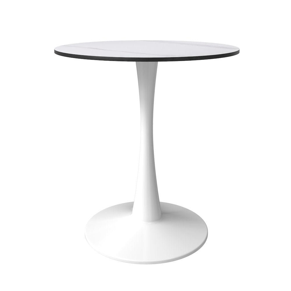 Bristol 27 round dining table White base with White Sintered stone Top