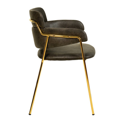 Axis Collection Modern Gold Dining Chair in Charcoal