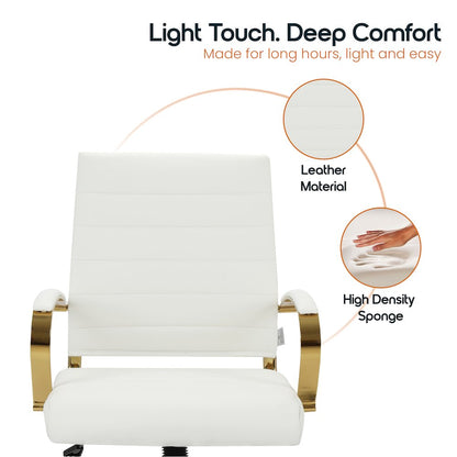 Benmar Home Leather Office Chair With Gold Frame