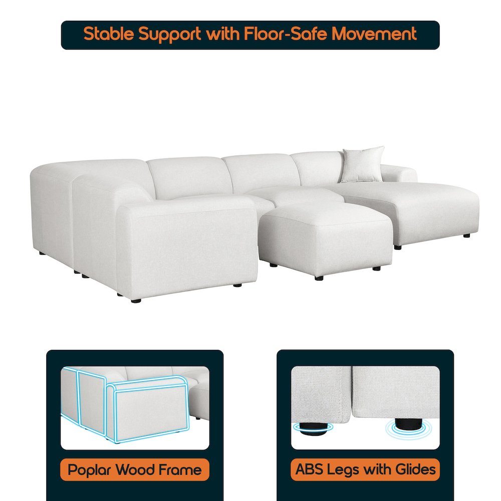 Whisper 6-Seater Conversation Set with Ottoman in Beige