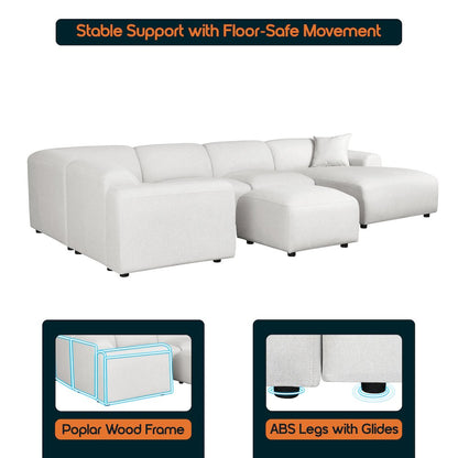 Whisper 6-Seater Conversation Set with Ottoman in Beige