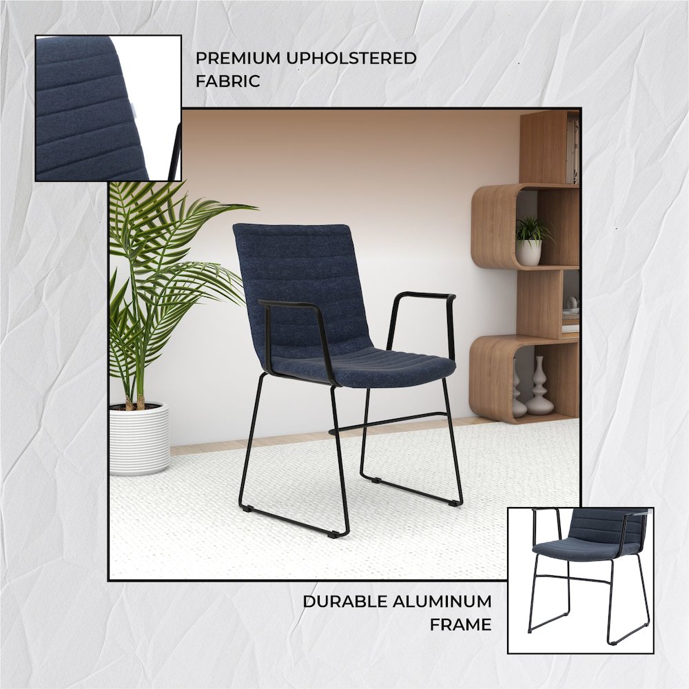 Zylar Series Office Guest Arm Chair in Dark Blue Fabric