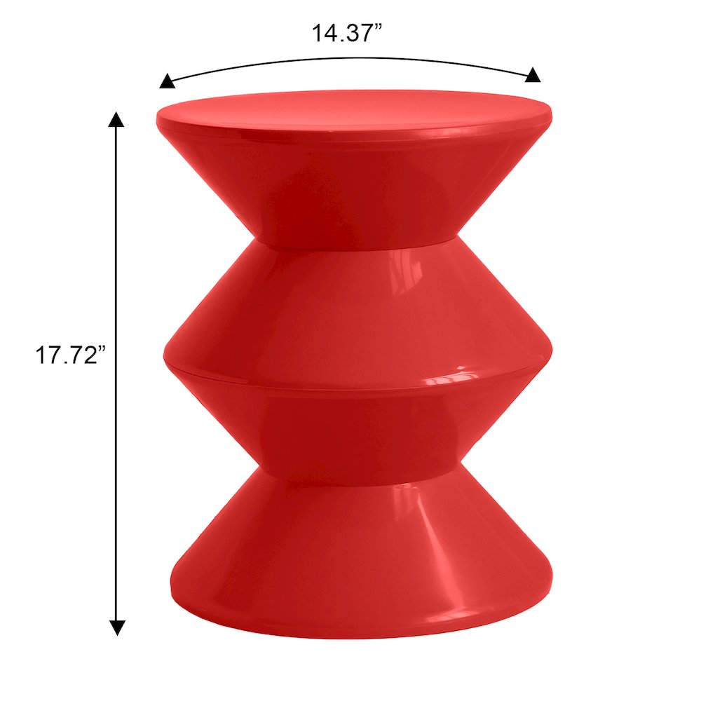 Aura Modern Plastic Side End Table, Indoor/Outdoor Use, Red