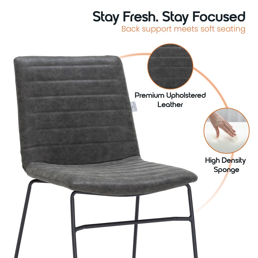 Zylar Series Office Guest Chair in Charcoal Leather