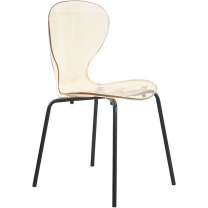 Modern Oyster Transparent Side Chair in Black Base