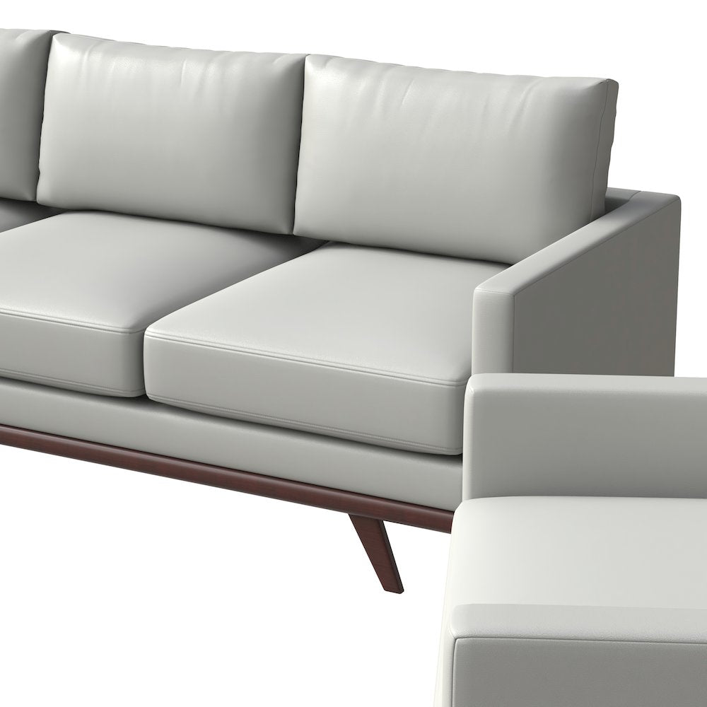Chester 3-Piece Leather Living Room Sofa Set with Birch Wood Base White
