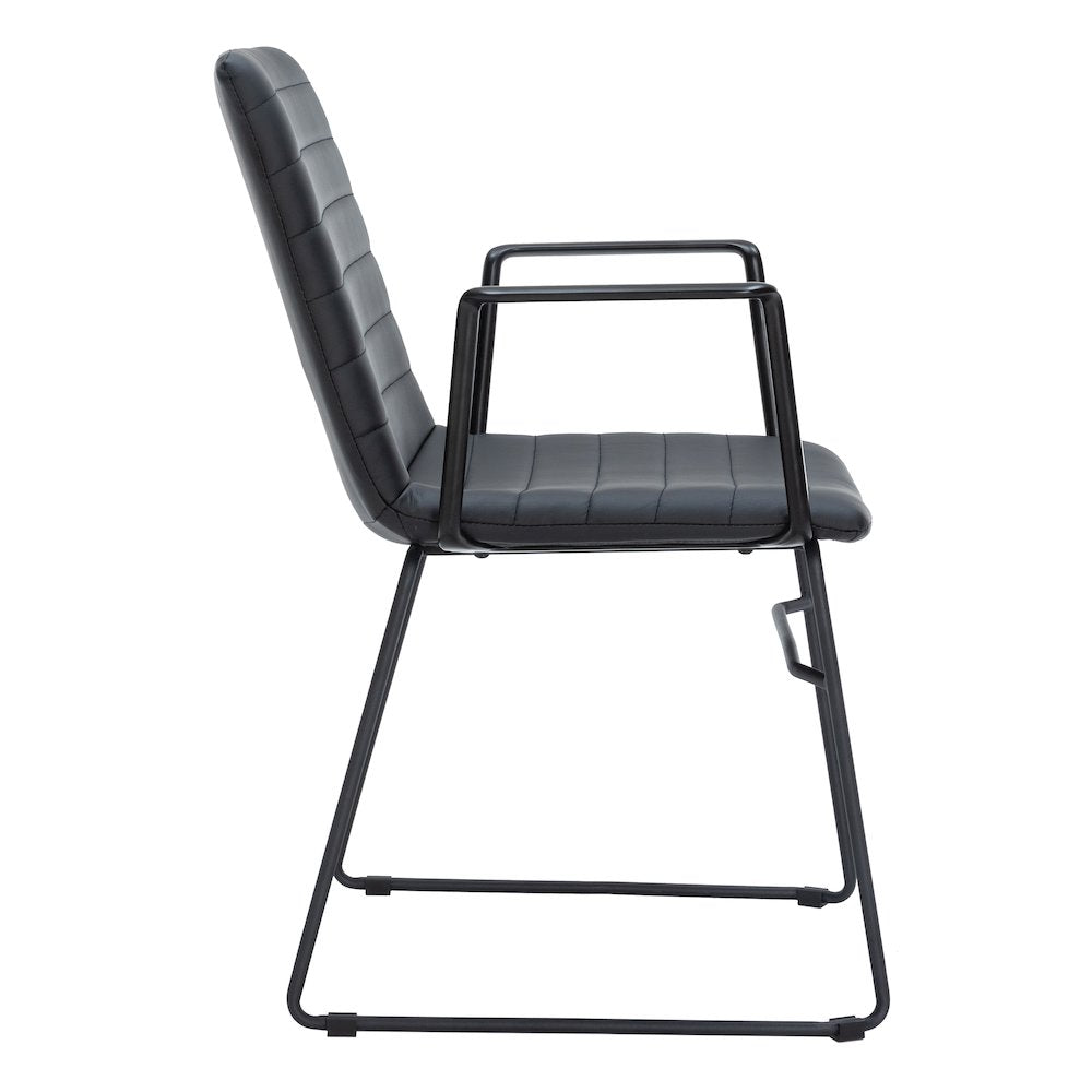 Zylar Series Office Guest Arm Chair in Black Leather