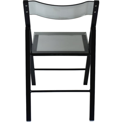 Menno Modern Acrylic Folding Chair Black Frame With Trans Black Seat Set of 2