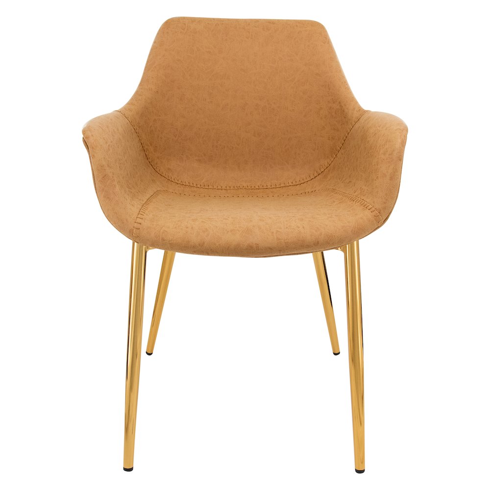 Markley Modern Leather Dining Arm Chair With Gold Metal Legs Set of 4
