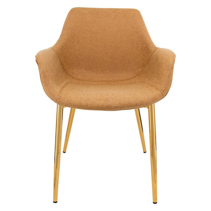 Markley Modern Leather Dining Arm Chair With Gold Metal Legs Set of 4