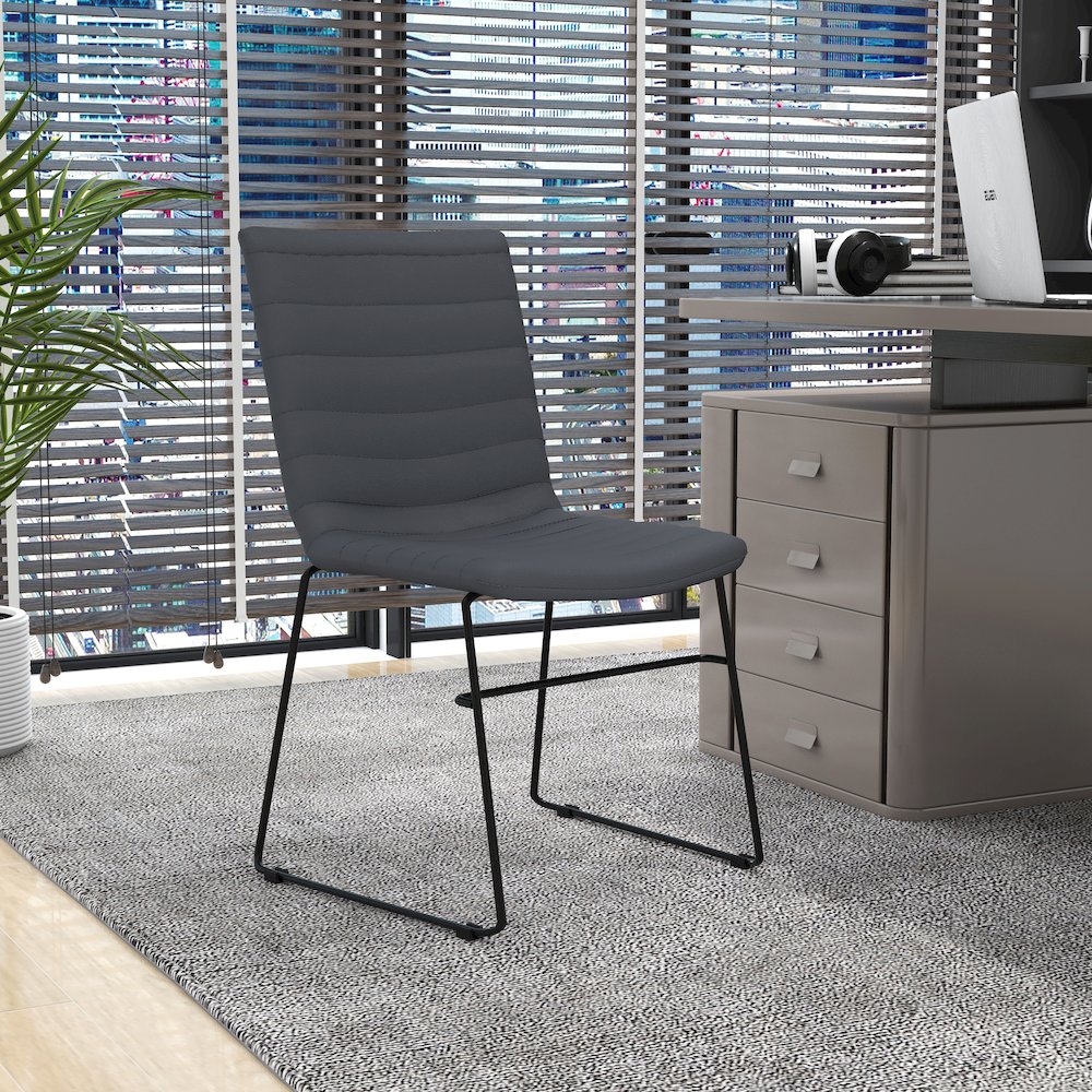 Zylar Series Office Guest Chair in Grey Leather