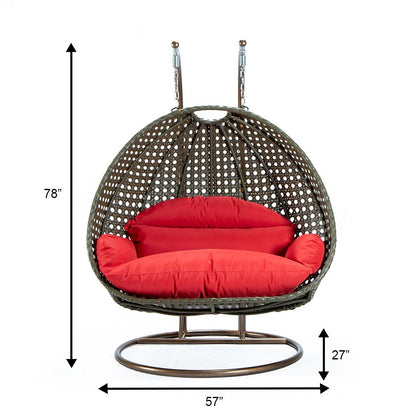 Beige Wicker Hanging 2 person Egg Swing Chair