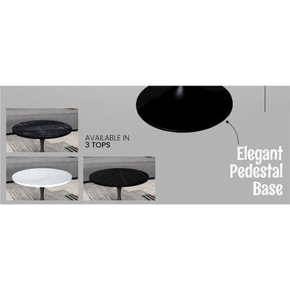 Verve Coffee Table Black base with 27" round Black Sintered Stone top