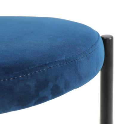 Euston Modern Wicker Bar Stool With Black Steel Frame, Set of 2 in Navy Blue