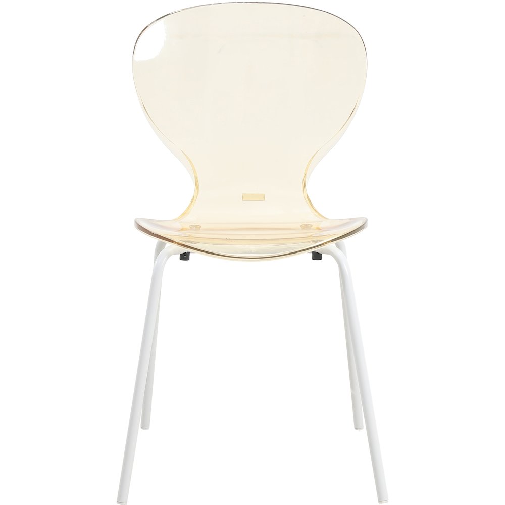 Modern Oyster Transparent Side Chair in White Base