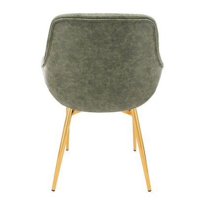 Markley Modern Leather Dining Arm Chair With Gold Metal Legs Set of 4
