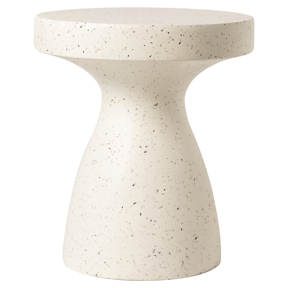 Modern Side End Table Wisp Series In Terrazzo White