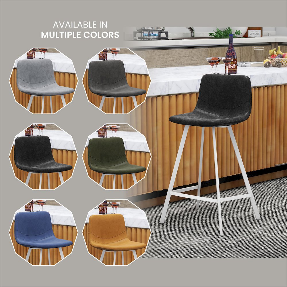 Elland - Counter stool -White Base-Charcoal Black