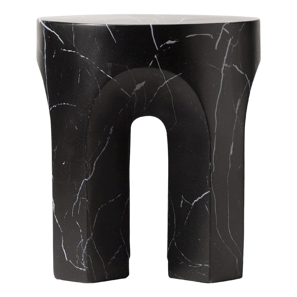 Crus Collection Fiberglass Outdoor Side Table Marbleized Black