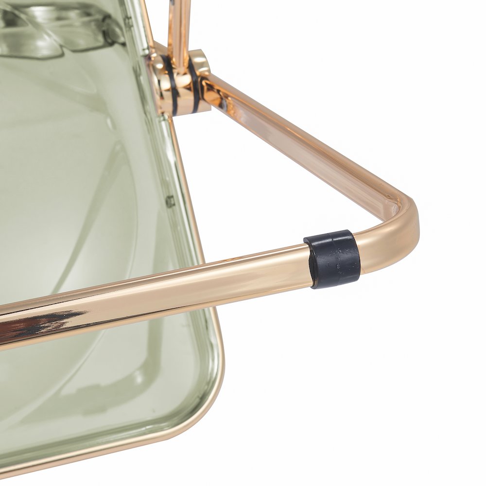 Lawrence Acrylic Folding Chair With Gold Metal Frame, Set of 2