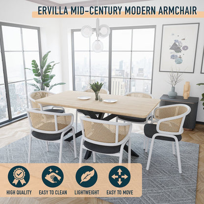 Ervilla - Dining Chair - White frame in Black Leather
