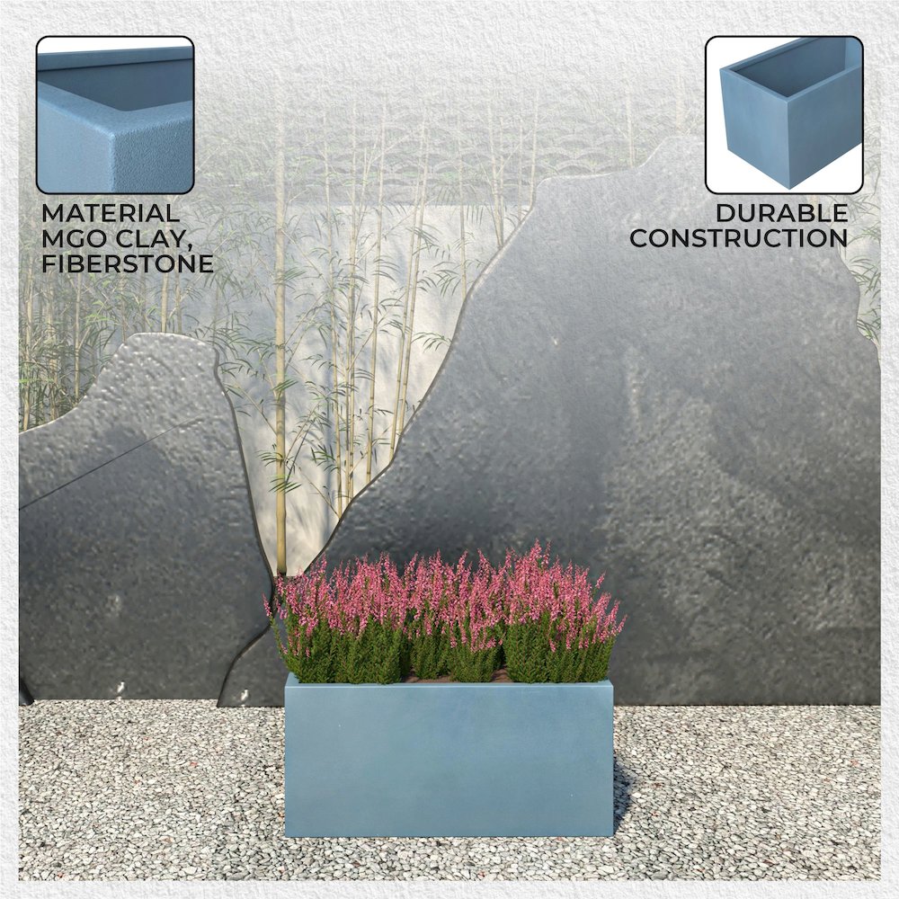 Bloom Series Poly Stone Planter 9" , 19.7" Long In Aged Concrete