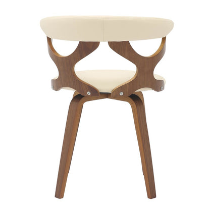 Modern Wooden Dining Chair, Walnut Frame in Taupe Klyne Collection By LeisrueMod