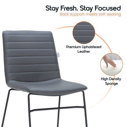Zylar Series Office Guest Chair in Grey Leather