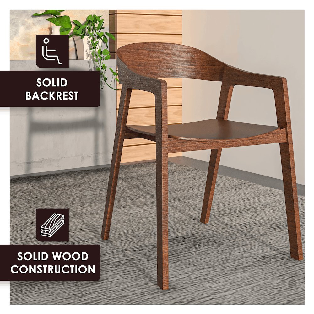 Rivo Collection Elegant Dining Chair in Dark Walnut Color Wood