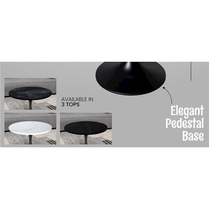 Verve Coffee Table Black base with 27" round Black Marble MDF top
