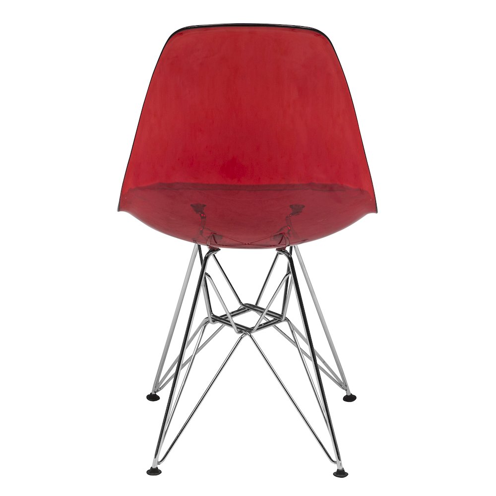 5-Piece Dining Set 35" Round Dining Table in Chrome - Transparent Red