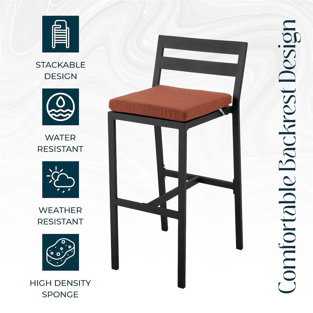 Chelsea Collection Modern Aluminum Outdoor Bar Chair Set of 4