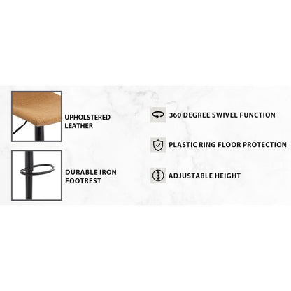 Tilbury Modern Adjustable Bar Stool in Light Brown