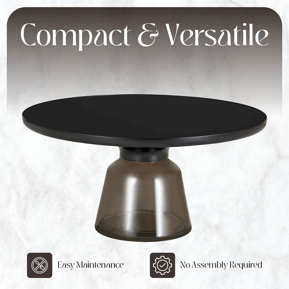Tully Collection Glass Coffee Table Grey glass, Black Rim with Black GLass Top