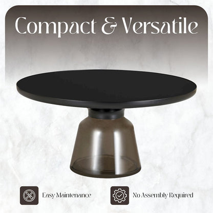 Tully Collection Glass Coffee Table Grey glass, Black Rim with Black GLass Top