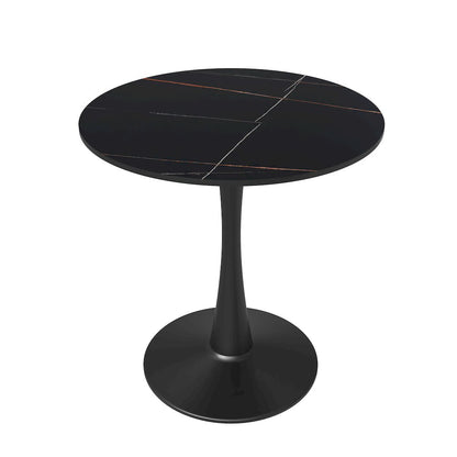 Bristol 24 round dining table Black base with Black Sintered stone Top