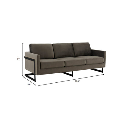 Lincoln Dark Grey Velvet Sofa With Black Frame
