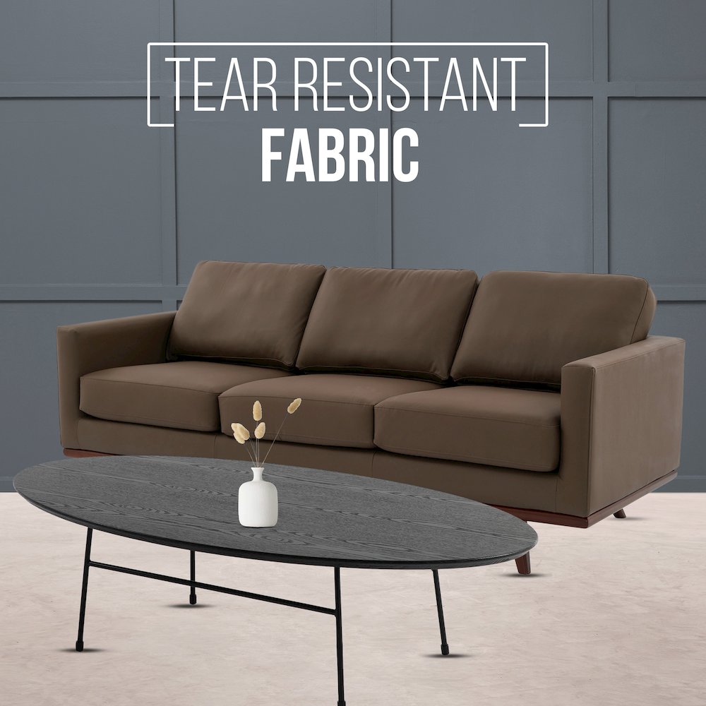 Chester Modern Faux Sofa in Taupe Leather