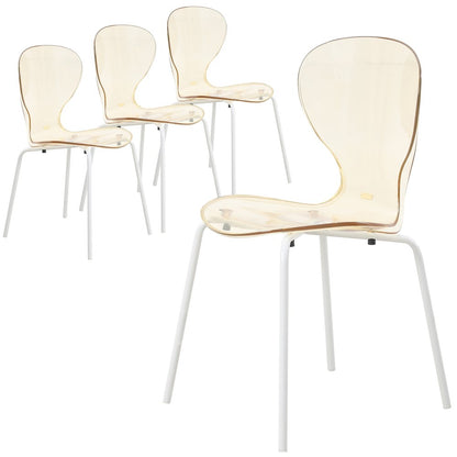 Modern Oyster Transparent Side Chair in White Base Set of 4