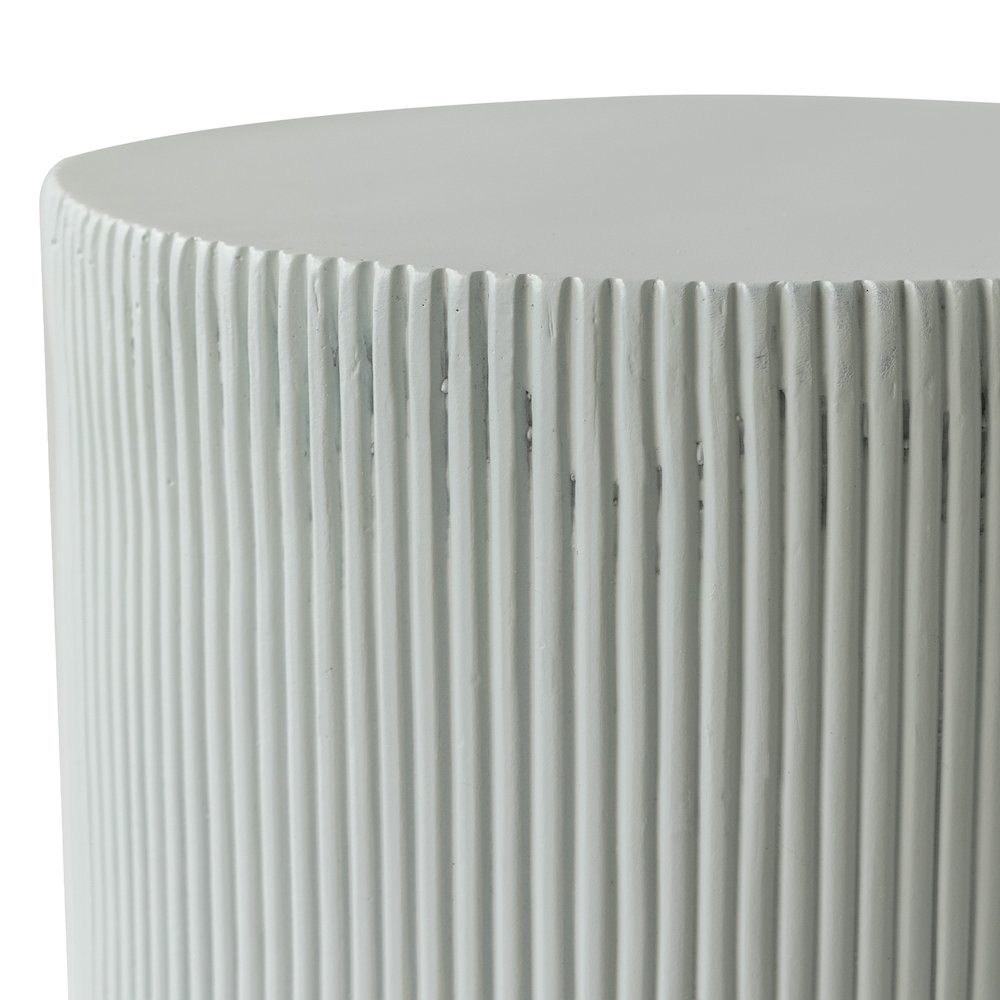 Eden Collection Fiberglass Outdoor Side Table in Light Grey