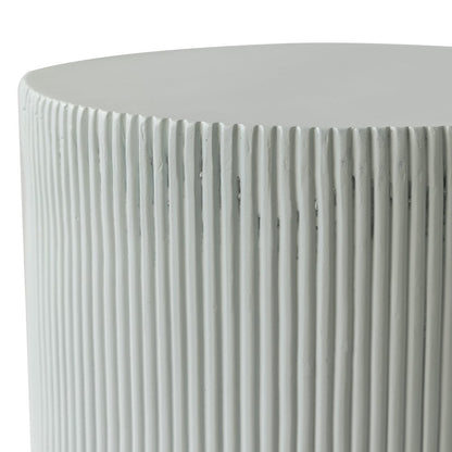 Eden Collection Fiberglass Outdoor Side Table in Light Grey