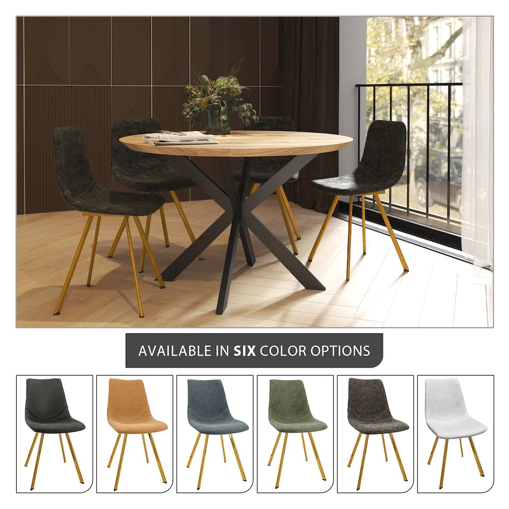 Markley Modern Leather Dining Chair With Gold Legs