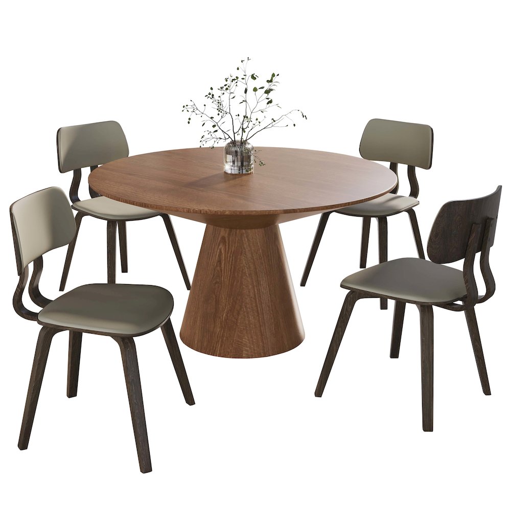 5-Piece Dining Set in Dark Walnut/Taupe