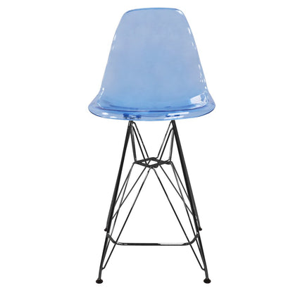 Modern Acrylic Bar stool Cresco Collection Black Base with Trans Blue seat